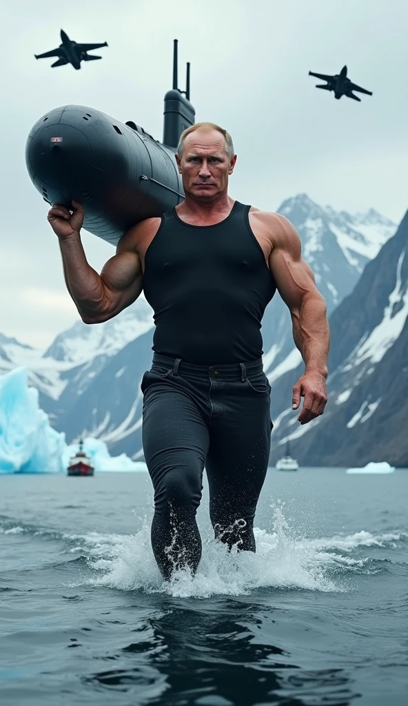 angry vladimir putin testing out pink military swimming suit gear