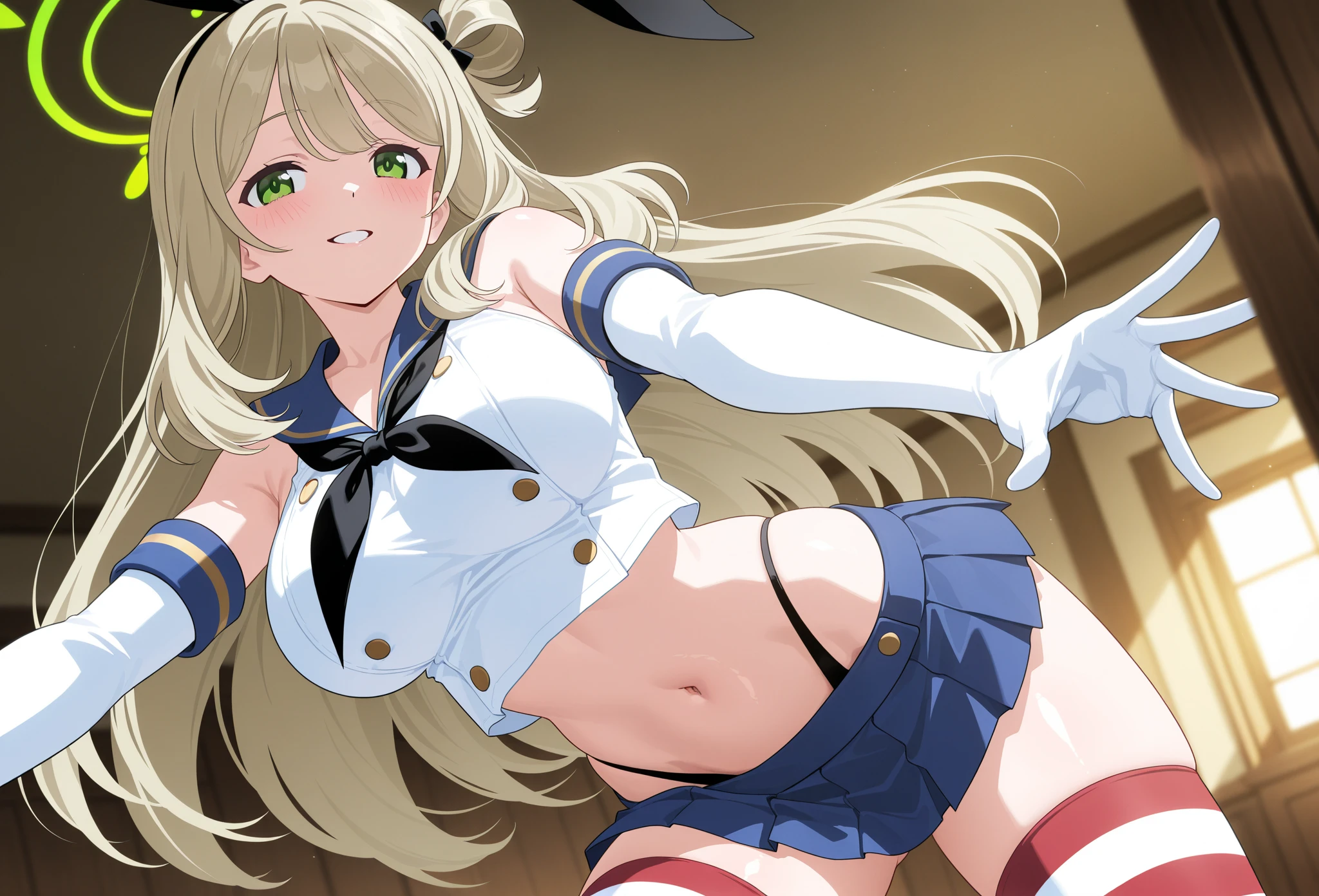 (masterpiece:1.5)、very detailed face and eyes、(Photorealsitic:1.2)、ultra-quality、ultra-detailliert、Perfect drawing、animesque、charming anime girls、Smooth Anime CG Art、(solofocus)、1girl in、(Angle seen from directly below : 2.0)、(((White micro micro bikini)))、areola showing through、(((The shape of the pubic area is clearly visible)))、bare-legged、((No shoes))、((middlebreasts:2.0))、(((Sweat)))、((It's wet))、slender、red blush、embarassed expression、(((Leakage of urine from the genitals)))、((Excretion of urine))、(((Hair hanging over the ears)))、(((spread legs wide)))、(((Bend over)))、((Kneeling))、(((to close range)))、(((Enhances pubic area)))、Open mouth、blonde hair、blue eyess、(Medium hair : 2.0)、inside in room、school classrooms