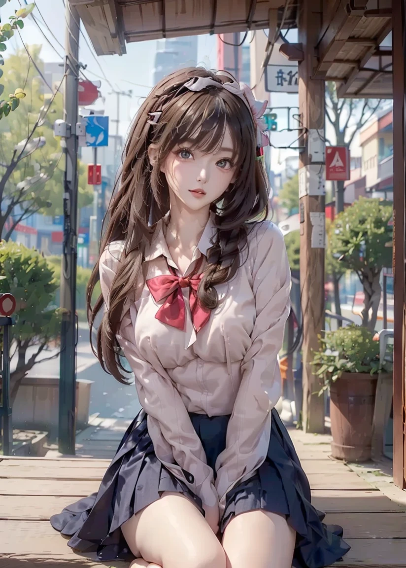 (detailed face:1.3), (1girl, cute, beautiful, sitting on bus), (white_button_shirt, plaid pleated mini jk skirt), (best quality, masterpiece, 16k, raw photo, ultra high res:1.2), (from above, girl's face focus:1.2)