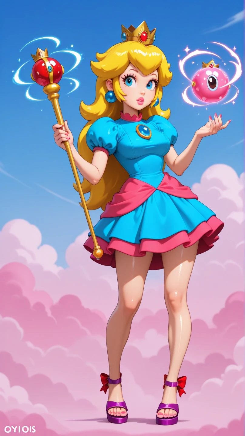 princesa Peach de super mario com o vestido voando como Marilyn Monroe