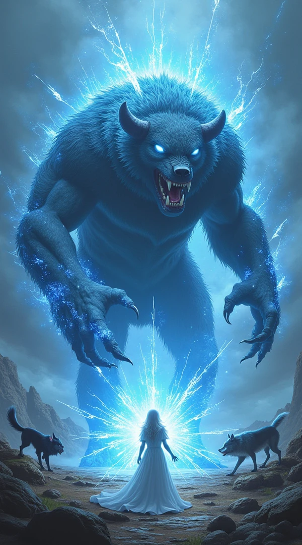 Please make me a Yeti picture very epic realistic fighting with Kratos with Saiyan blue hair where the sky is cosmic with stars and planets 