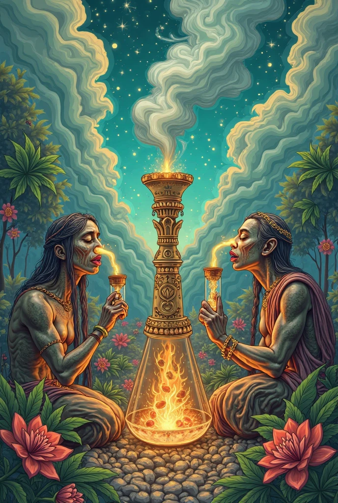 Two Greek Woman as psychedelic mushroom goddess