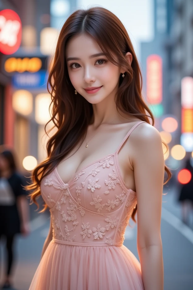 1girll、Masterpiece Mastepiece, Best Quality, Illustration, Ultra-detailed, finely detail, hight resolution, high-level image quality、8K Wallpaper, a Korean girl、韓国アイドル、Perfect dynamic composition, Beautiful detailed eyes, Random Dresses,Medium Hair, cleavage of the breast, Natural Color Lip, ((Spread your legs apart))、((I can see pantieeautiful skin、Smile,Street Walk、20 years girl