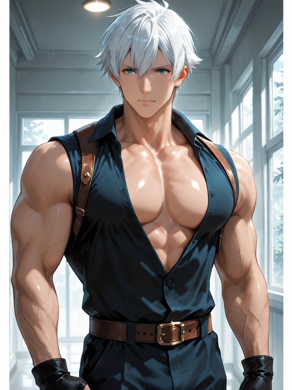 1boy, adult, handsome, perfect face, detailed eyes and face, clean shaved, muscular, capturing a rural atmosphere, dynamic lighting, unreal engine 5, hd picture, satoru gojo, white hair, short hair ,hair between eyes ,blue eyes, white skin
