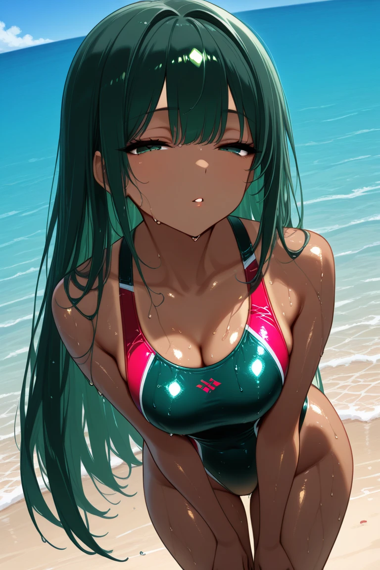 High resolution,topless、
One beautiful young woman,Light blue hair、ponytail、
(Soft Saturation:1.3), (Fair skin:1.2),
(ultra-Detailed Background, Detailed Background), Bokeh,
break'Portrait of a smiling girl.,
When viewed from the front, The composition is symmetrical,
Looking straight at you with serious eyes,
break Swimwear, Red Bikini, Center of chest,
Outdoor, Sea surface, null, sunlight,Summer beach, Sandy Beach,
Strong light, Front lighting,
(Teen:1.3), (Cowboy Shot:1.2),
Front brake angle,
View your audience,
Dynamic pose,
sitting on the beach
Seaweed、Seaweed、Seaweed、Seaweed、Seaweed、Seaweed、Seaweed、