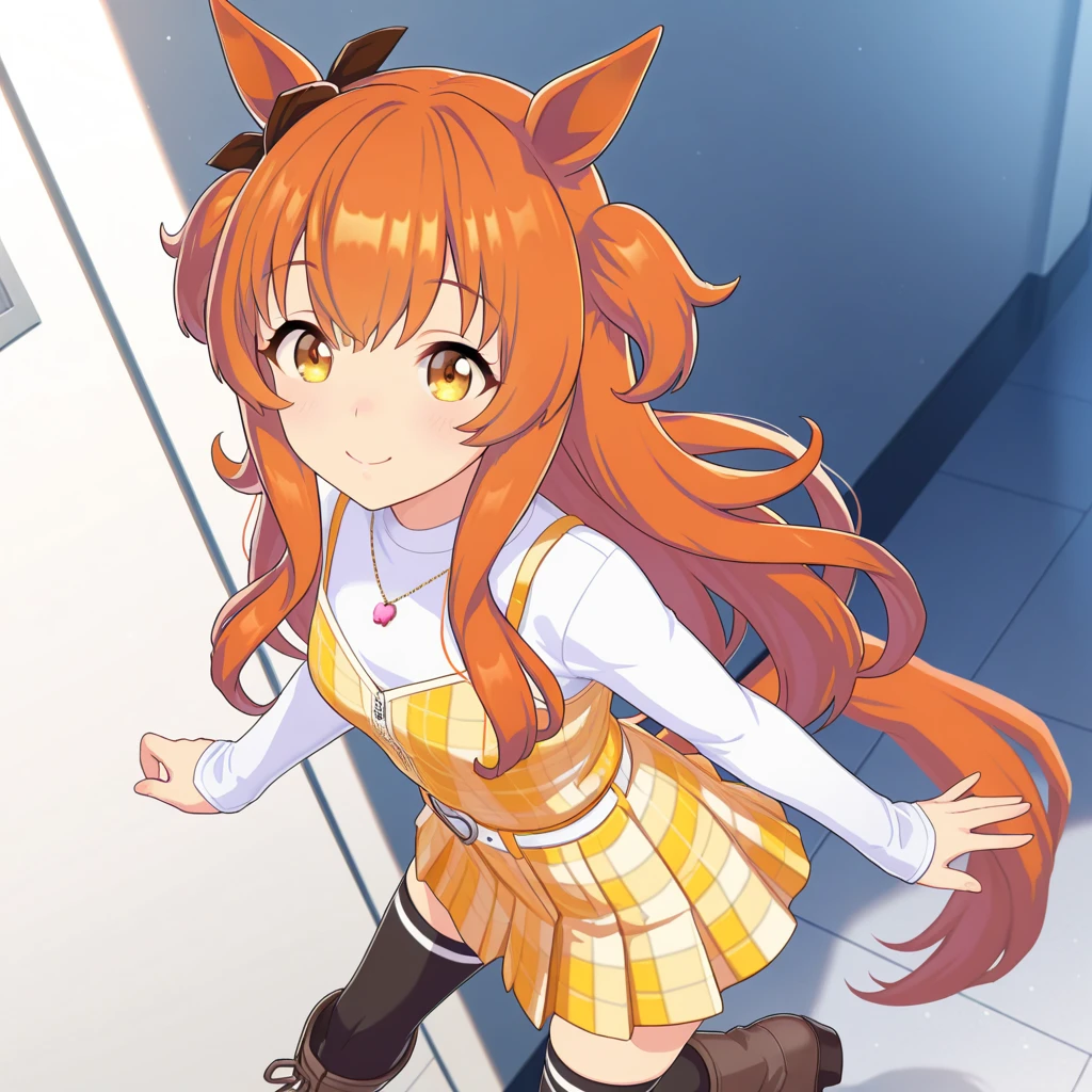 mayano top gun\(Umamusume\), super detailed face, masterpiece, highest quality, light smile, wave hands, ((super detailed face)), slender girl, whole body, (((underwear,))) good,panties,horse tail, light smile, fine and clear eyes, frontage,)(small breasts)(Petya pie)