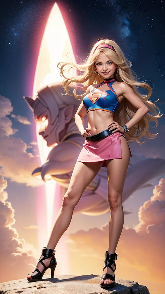 She-ra, the princess of the power, filmation, white skirt, blonde, highkick, fighting, 30 y/o woman, white underwear, 85mm lens, eos, 4k, exquisite detail, 4k, Canon EOS, 85mm lens, sharp focus, real texture skin, (ysfw:1.5)
