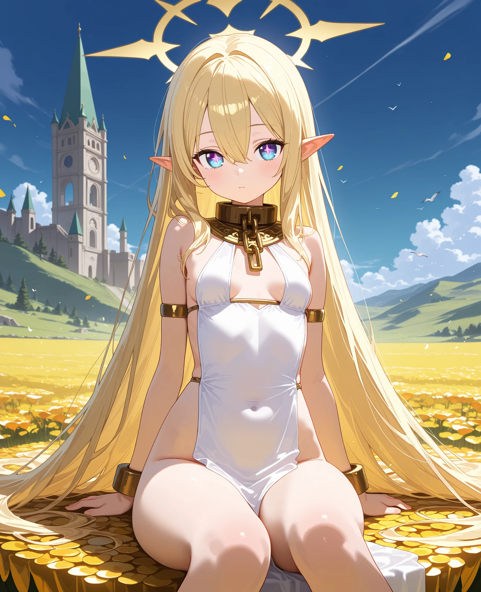 ((girl)), (hentai). (((little ,small tiny body,small))),((())),(round face),(big forhead:1.2),(beautiful eyes),extremely detailed cute anime face,(((long hair,long hime cut,blond hair,blond hair,))),(((green eyes, n_eyes:1.3,green eyes, _eyes))),intricate eyes,beautiful detailed eyes,symmetrical eyes,(((((white skin),very shiny skin,shiny body,Reflective skin)))),(((detailed face))),beautiful detailed lips, (cute,kawaii),((nsfw)),((naked)),barefoot,bare arms,exposed belly button, naked legs, dynamic pose,looking at viewer,embarrassed,centered,scale to fit dimensions,Rule of thirds,desert,extremely scenery,(intricate),(masterpiece),(intricate background),((intricate detail)), highres,(best quality),(ultra detailed,extremely detailed),perfect face details,artistic photography,(barefoot),(naked torso),(creampy)