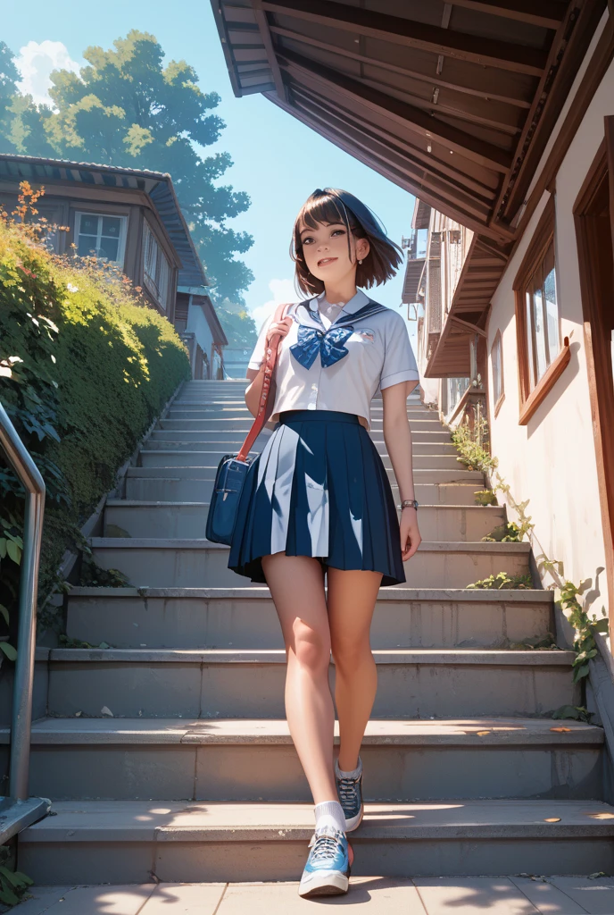Young girl,Long legs and long hair,prette,Cutes,a short skirt,Pink tender,Campus style