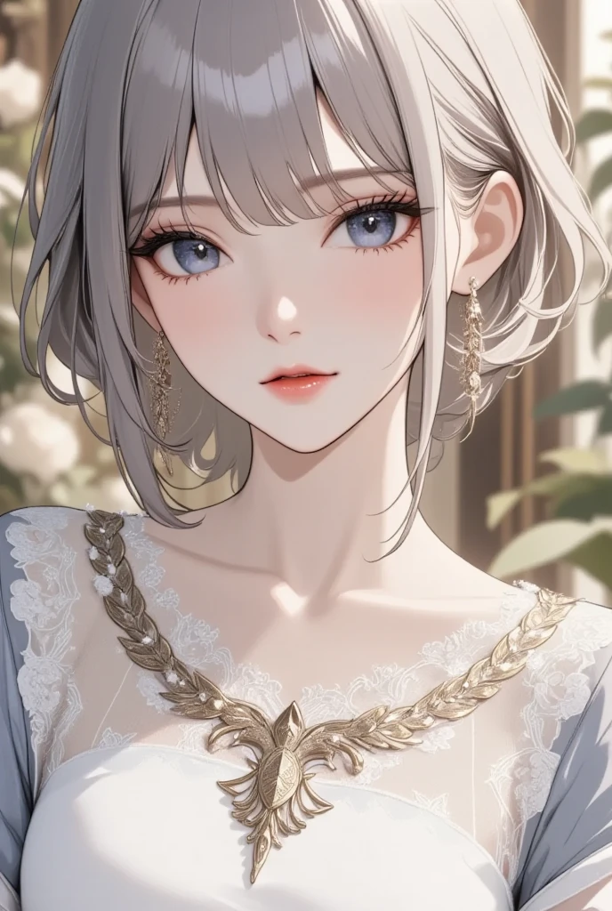 (extremely delicate and beautiful:1.2), 8k,(masterpiece:1.0),(best_quality:1.0) ,1girl, solo, mature woman, complex details, enlarged textures, complex details, finely detailed eyes and detailed face, intricate details, (cleavage), royal dress, (closed mouth), perfect eyes, equal eyes, evil smile, (goddess), eyelashes, tiara, earrings, necklace, jewelry