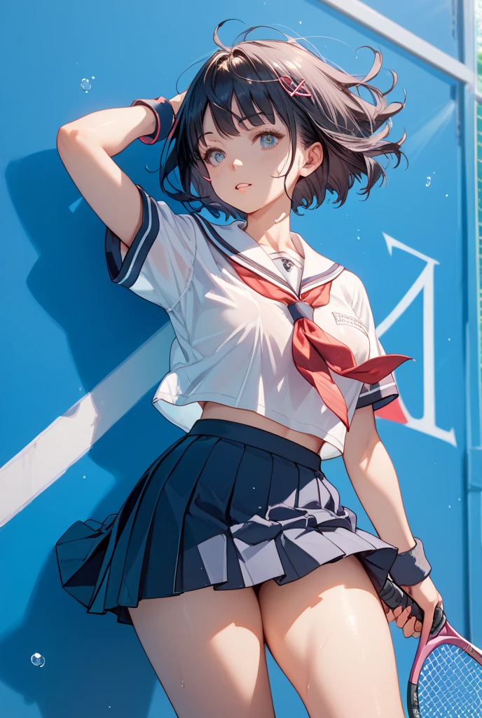  men and women ,expensive,170cm、(The strong wind flipped my skirt up)  (garden), (Shyness、Sailor suit)、They hesitate、anger,Sweaty body、Wet Hair,  Underarm, Mid-chest, Realistic butt crack, Very short hair , (expensive色彩彩度:1.0),  (Very detailed肌), (Highest quality:1.0), (Ultra-high resolution:1.0) ,(Realistic:1.0), (Very detailed:1.0), (8k, RAW Photos:1.1)、、(Touching your own with your hands)、thin、short hair、(mai shiranui)、Front view、、White underwear