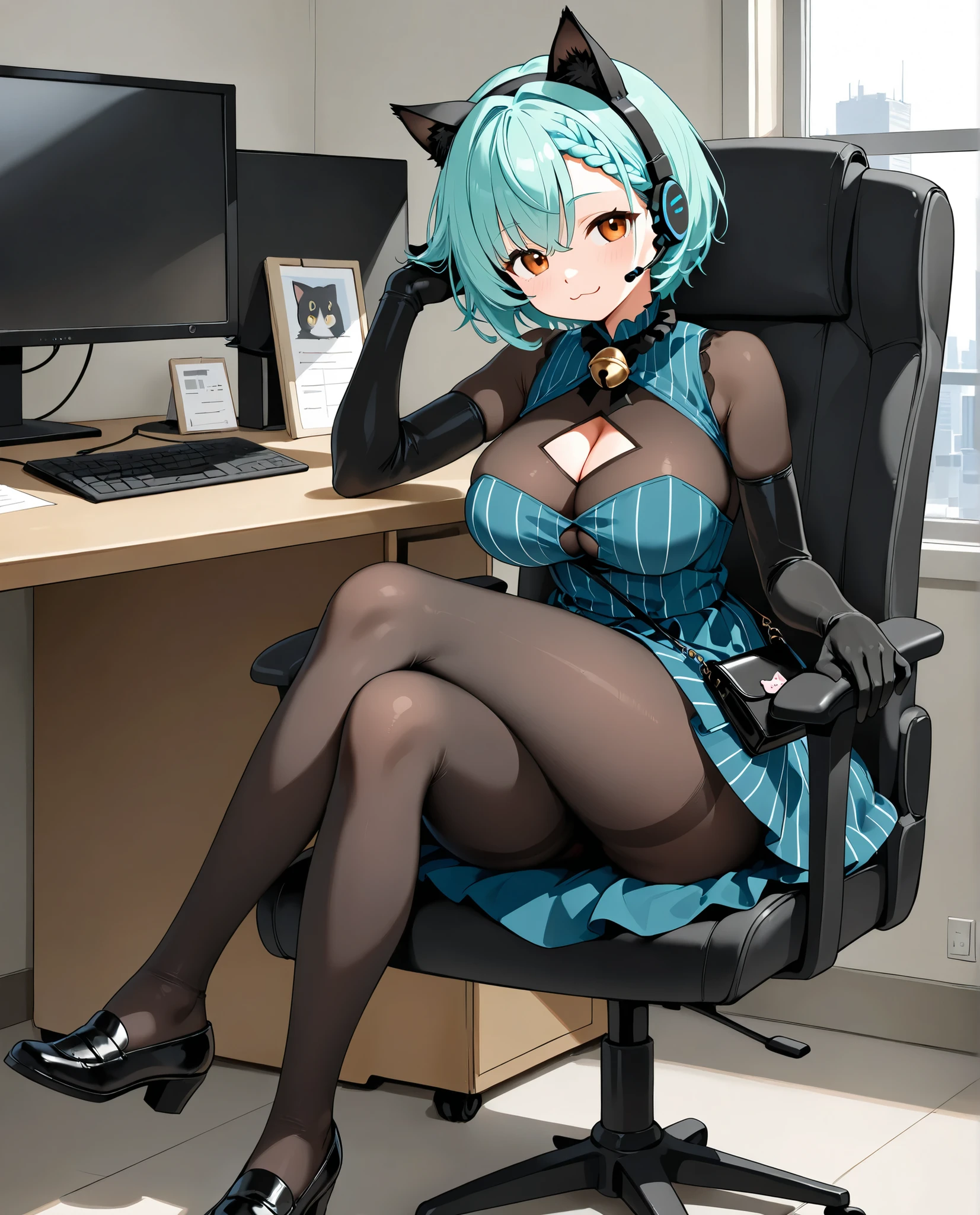 (perfect composition), (high resolution, masterpiece, ultra best quality, insanely amazing hyper fine extremely detailed, official:1.4)( full body, 80's horny milf hacker anime girl in lingerie sitting at a desk with a vintage computer, seductive hacker anime girl in lingerie, retro cyberpunk anime, 80's cyberpunk anime girl in lingerie, digital cyberpunk anime!!, best anime 4k konachan wallpaper, (anime girl with green teal short hair), 90's anime style in 4 k, mega man legend art ,black latex lingerie, black lace lingerie, 80's, multiple old computer , inspired by serial experiments lain room,  high degree electronic laboratory, lots of old computer hardware, surrounded by old computer screen, a lots of cable wires, octane rendering, colorful contrast, unadorned, dark computer room, night, betterHands 
