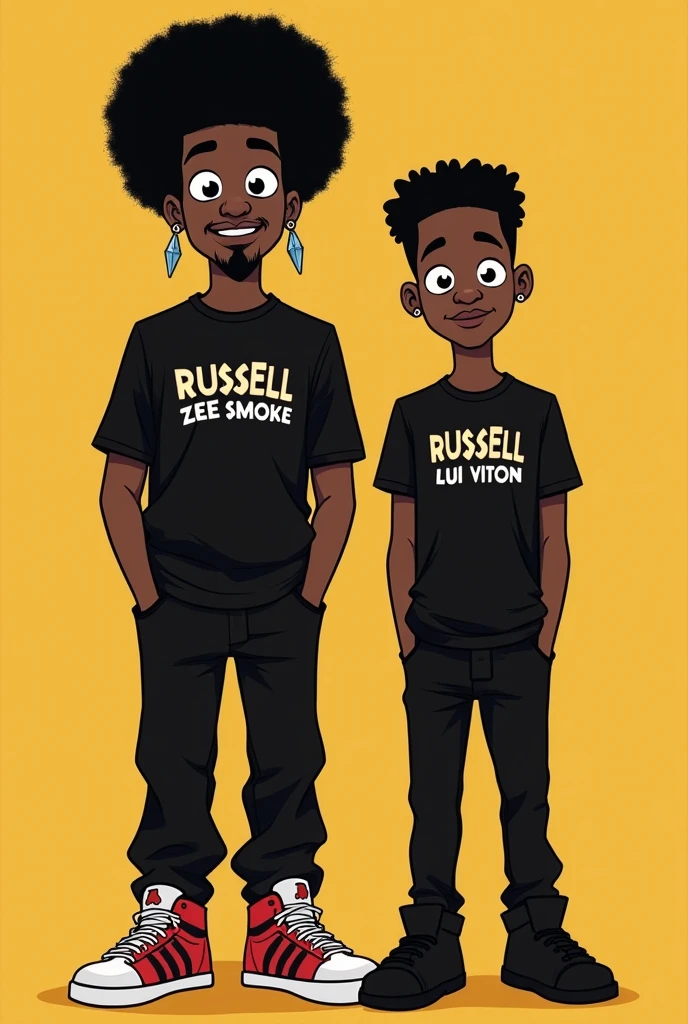 Two 16 year old friends are sitting in a barber shop with their names written on their shirts, one with "Ahsan" and the other with "Aun Butt"

