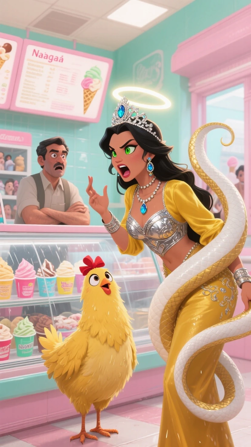 Sausage Movie Title Text="Sausage Party", Adult Movie Poster starring Disney's Princess Jasmine, light teal bikini and arabian jewelry Princess Jasmine eating a juicy Sausage. White cream dripping on face and dripping off her chin and dripping on her cleavage.