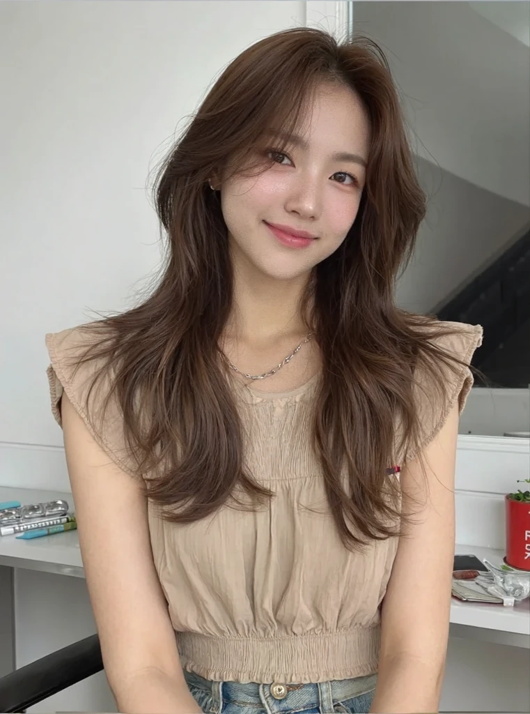 seed;88117315,((Full Body Angle))、((Front hair:1.3))、((Highest quality, 8K, masterpiece: 1.3)), concentrated: 1.2, Cute girl 1,Nipples erect、 Perfect beauty: 1.4,T-Shirts、Shorts、pajamas: 1.2,Long sleeve、Randall Color、comics&Text Graphics、Black ruffle-trimmed drawstring zip blouse,1.1, Highly detailed face and skin textures, Fine grain, double eyelid, whitening skin, ,Highest quality,Ultra-high resolution,you,1 girl,alone,_Shiny_skin,Iris,necklace,((brown_length_Wavy_hair)),(lips)),eyelash,Front hair,deal with,compensate,Shiny,pore,skin,Large Breasts、((smiling face))、living、