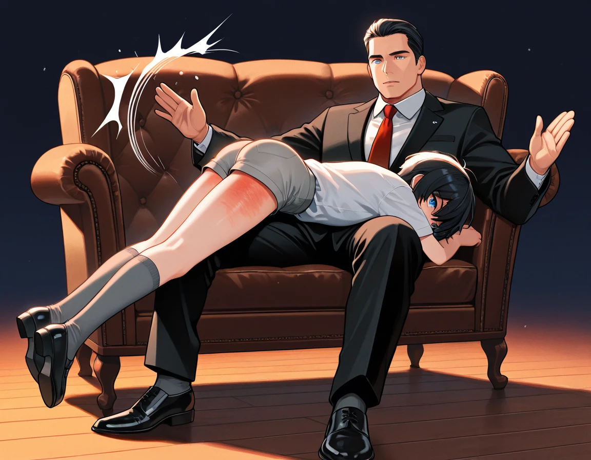 (bent over:1.3), (bentover:1.3), (female on tiptoes:1.3), from side, full body, man behind woman, 1boy, standing sex, standing doggystyle, hetero,
(1girl:perfect face, slim body, medium breasts, short pink hair, ,blazer,white shirt,red ribbon, skirt,collared shirt, shoes, loafers, open mouth, )
(1boy:ugly, dilf, mature male,hand on her head,ossan, fatman, hetero, (ugly man,:1.4) age difference, old man, )
masterpiece, best quality, absurdres, highres, 4k, ray tracing, intricate details, highly detailed,◾️、1woman, blue skin, colored skin,lumpy spiked skin,demon girl, black horns,long hair, silver hair, golden eyes, armor with protrusions, white background