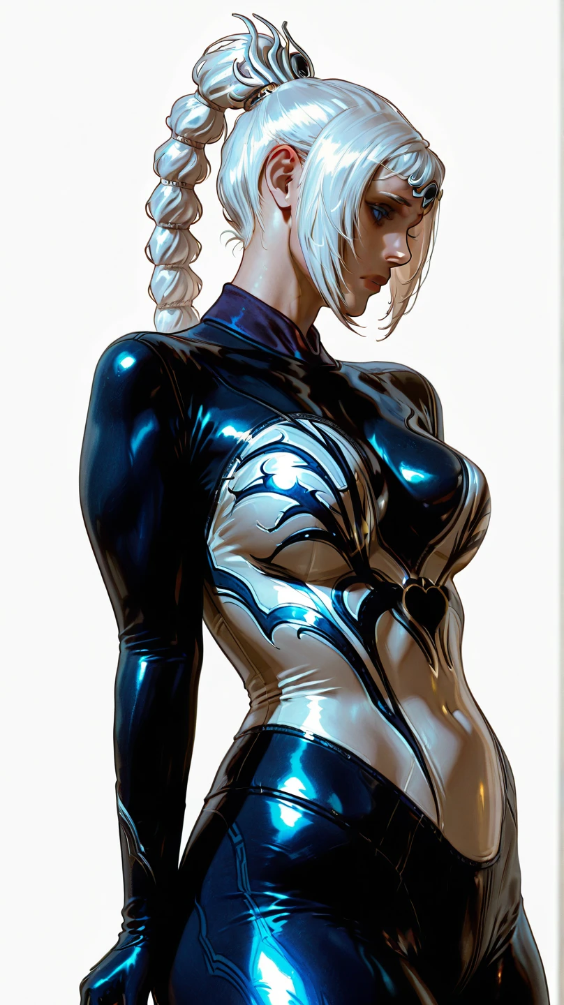  Tall and beautiful woman with light blue eyes, heroic pie pose, powerful, the strongest woman on the planet,white hair with two braids, perfect facial features, muscled body, huge and round breasts, slim and muscular waist, muscular and exposed quadriceps, divine legendary armor of pisces, huge round ass, wide hips and voluptuous,16k quality.