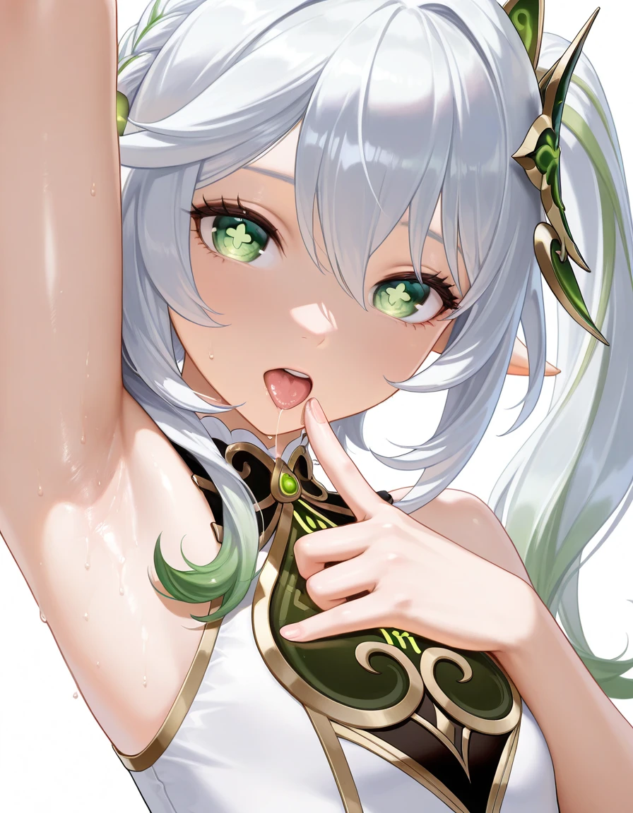 Anime girl with green eyes and white shirt holding pink bow, ahegao, ahegao face, Ayaka original god impact, splash ink art anime loli, maintain vaginal position, Shikami, Neferpitou, , especially, From Girls Frontline, scales covering her breasts, , White-haired God