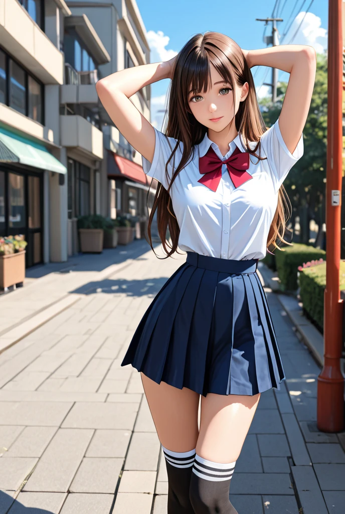(Cast Magic)、hi-school girl、(Super precise aerial magic square)、Refreshing smile、Fluttering hair、Beautiful eyes、Feminine features、A detailed face、Top image quality、in class room,full-body view、sorcerer