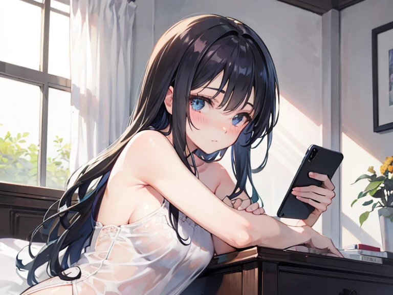 1 Prendre une douche, Elle est brune, Elle est photographiée devant un miroir, Elle tient son téléphone portable devant elle et prend un selfie, ouvrit la bouche, Elle est très maigre, elle a les cheveux longs, Tout votre corps est visible, Elle est belle, , Elle a le dos droit, elle a un beau visage, elle a un corps parfait, Elle a la peau pâle, Elle est complètement nue, tes cheveux sont mouillés, elle est trempée, Elle touche et pétrit ses seins, Reste sous l'eau courante, Votre peau est humide, meilleure qualité, superbe qualité