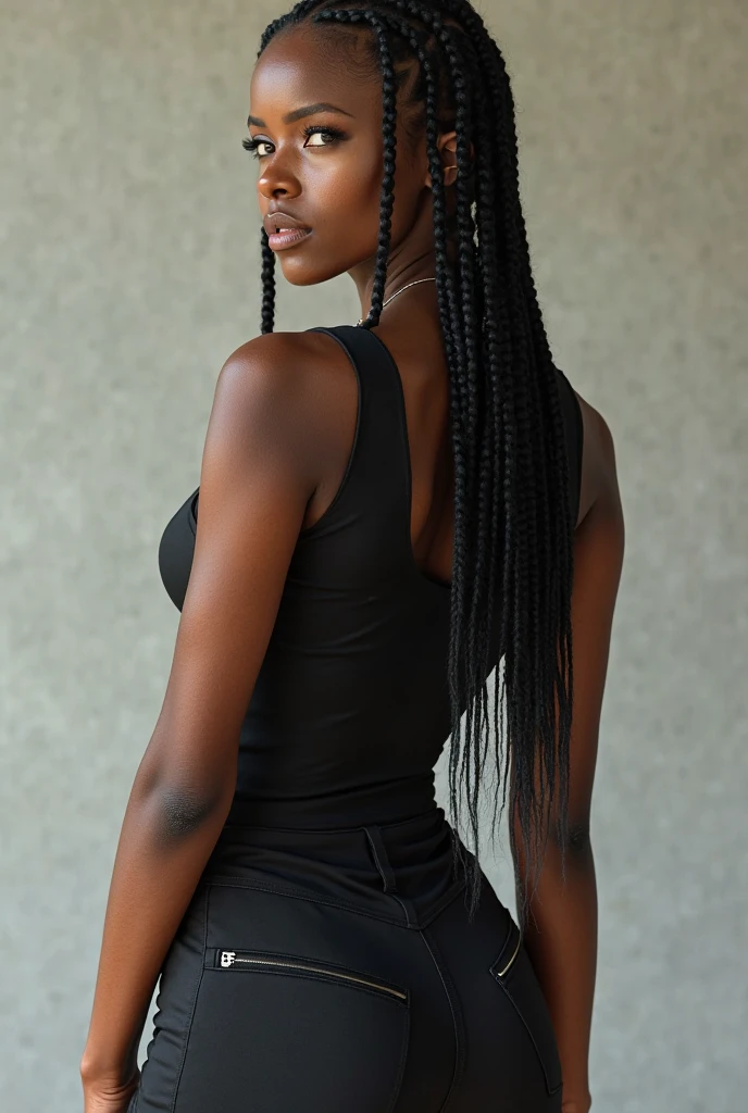 A refined description of the scene you described:
A woman in tight black shorts with hair braided in a complex and elegant style is depicted in a stunning scene. Your braided hair displays a variety of patterns and textures, demonstrating skill and art in creating the hairstyle.
The woman is portrayed with a confident and proud posture, destacando sua beleza e autenticidade. Your facial features are distinct and expressive, reflecting your individuality and inner strength.
The scene is softly lit, highlighting the details of the braided hair and the beauty of the woman. Your presence is captivating, conveying a sense of grace and determination.
This depiction of a black woman with braided hair is a celebration of black culture and beauty., capturing the elegance and pride of a traditionally significant hairstyle.