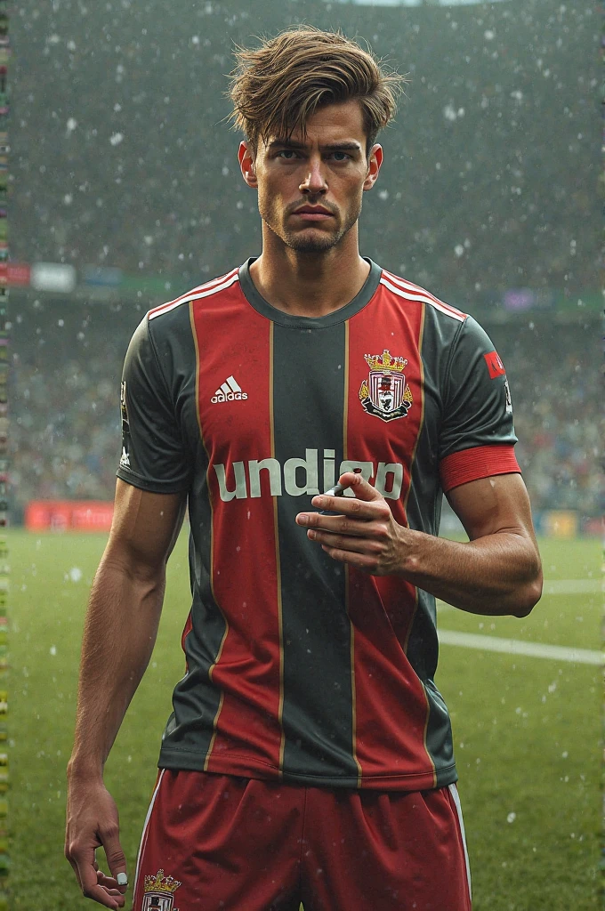 Red football shirt with black details