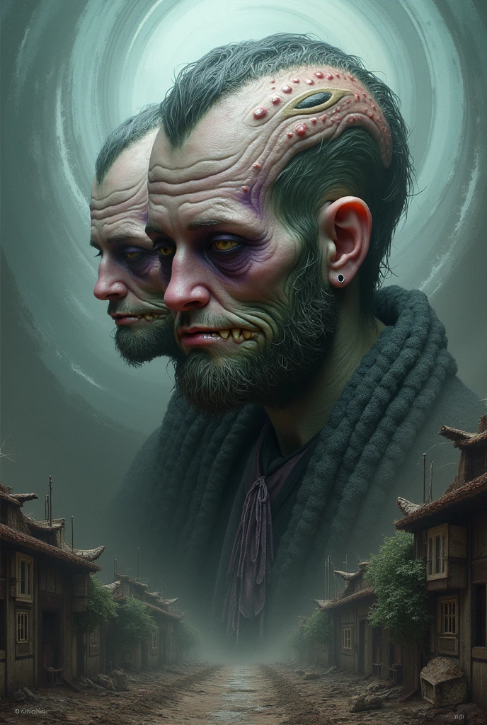 by Tsutomu Nihei,(violent but extremely beautiful:1.4),(masterpiece, best quality:1.4),in the style of nicola samori,hardcore new metal guy,posing with attitude, Ukiyo-e Art,ColorART,colorful ,in the style of esao andrews,esao andrews style,esao andrews art,esao andrews, macbre theme, political stabwound 