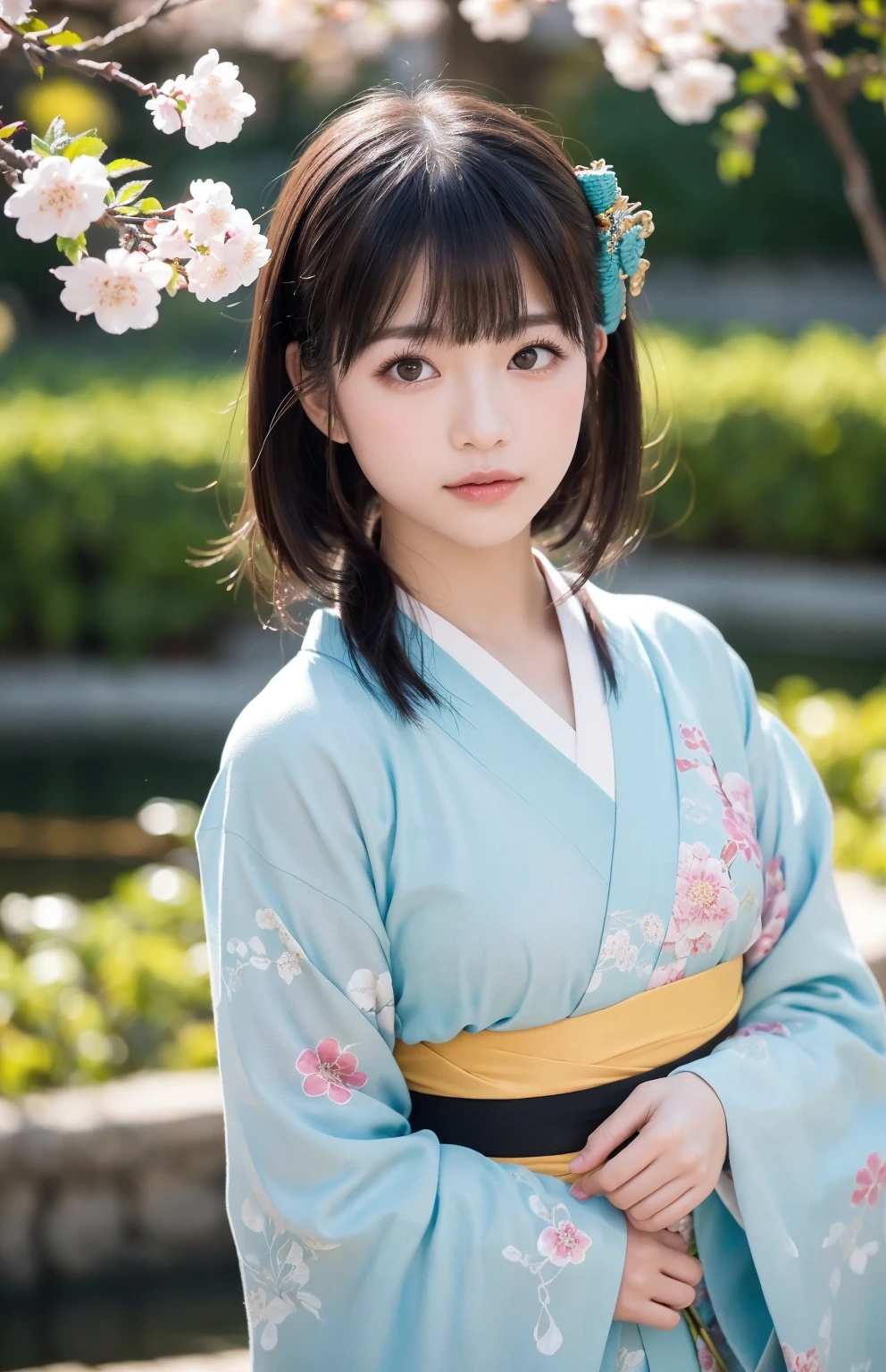 Arabian woman in kimono with flowers on her head, Beautiful digital artwork, Beautiful digital illustrations, Beautiful digital painting, Gorgeous digital painting, Gweiz-style artwork, Photorealistic anime girl rendering, Smooth anime CG art, Beautiful digital art, Amazing digital art with great detail, Amazing digital illustrations, Detailed digital anime art, April Rendering, Beautiful anime portraits