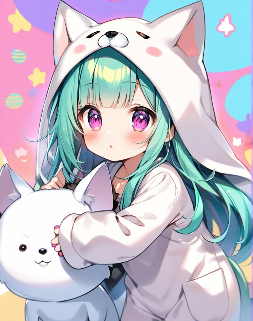 In Sticker style, Anime style, Qibi, 1.rabbit, 可爱的rabbit头像, Solid color background