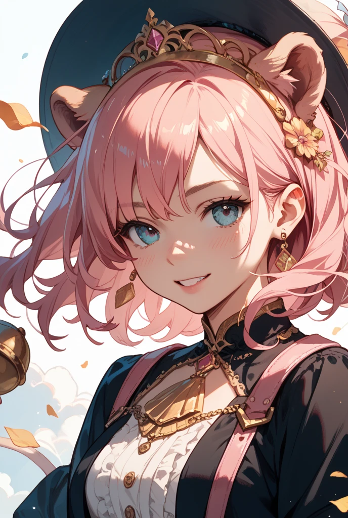 Navy uniform、Elementary school girl、7-year-old girl,Pink shortcuts,Very beautiful and Shining Eyes、Shining Eyes、1 girl、Large Breasts、Cat ear、