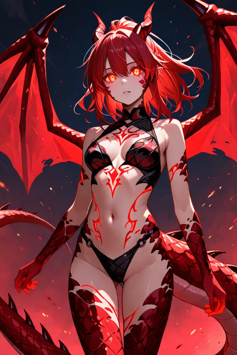 (8K、HighestQuali、tmasterpiece:1.2),hyper HD, retinas, Anatomically correct, Textured skin, Super detail, Best quality, A high resolution、Hyper-detailing,Solo,1 girl,full bodyesbian,little fairys,(Red hair),Red eyes,Large breasts,(/Red slime:1.3/),Muddy body(Red skin:1.3),Flying,volcano background,(Splashing magma everywhere:1.3),{dragon wings},high high quality,tmasterpiece,Delicate facial features,Delicate hair,Delicate eyes,Delicate hair,A high resolution,beautifuldetails,Excellent human anatomy