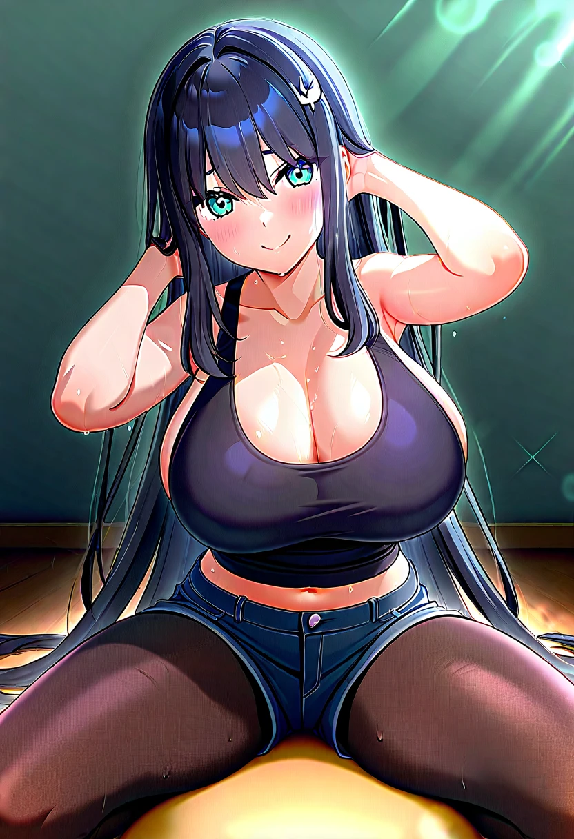 High resolution、Disturbance、throw、Dazzle、Particles of light、、(1 girl)、(Portrait)、 ( Woman)、Mature、(1 girl) (Mature Womanre Woman、Are sg、one person、vapor、Sweat、(Sexy black lace bra withes、Sexy black lace panties withes) 、(((Nipples ible:1.3)))garter belt、ss)))、Perfect nipples