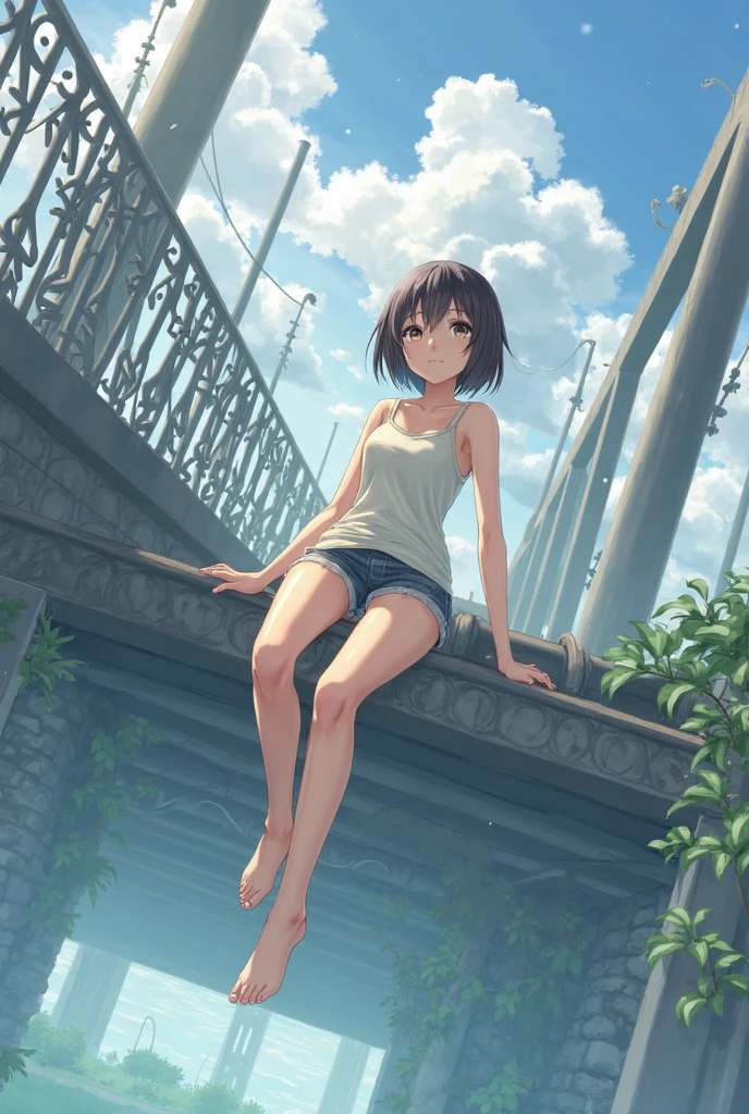 A woman in her late twenties, leaning back against a rough brick wall, her legs spread wide apart. Her expression is one of intense excitement and anticipation, her eyes half-closed, mouth slightly open. She is completely naked, and her smooth, toned body glistens under the dim streetlight. Her hand slowly moves down between her legs, and with a gentle tug, she spreads her labia apart, revealing her perfectly manicured pussy. The intimate folds of her vulva are well-detailed, from the small, pink bud of her clitoris to the glistening drops of her natural lubrication. The image captures the raw, primal essence of female sexuality, portraying the woman in a moment of unbridled passion and self-exploration.