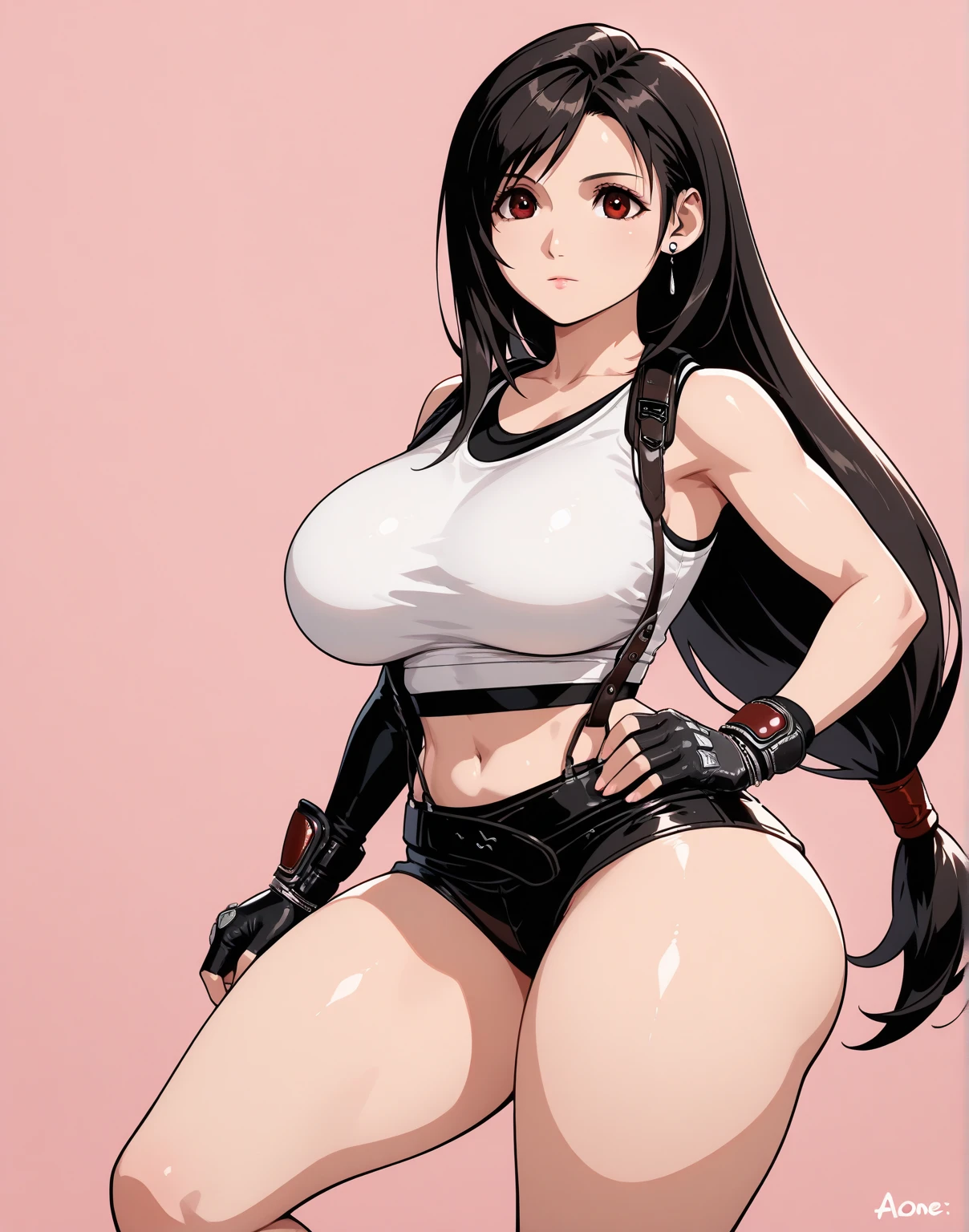 Hay una mujer con un traje de cuero negro posando para una foto, inspirado por Leng Mei, seductor retrato de Tifa Lockhart, Anime Girl Cosplay, Retrato de Tifa Lockhart, Tifa Lockhart, Xilaxia de cuerpo completo, Tifa, cosplay completo, Anime de cosplay, glamorosa Tifa lockheart, Retrato de Tifa Lockhart, cosplay realista, Anime hiperrealista