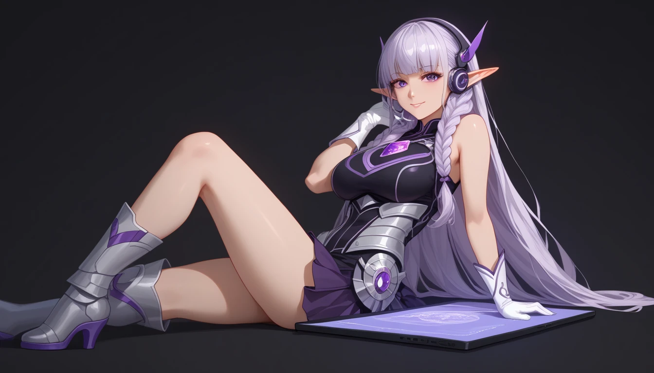Elf, purple hair, purple eye, play pussy( vagina)