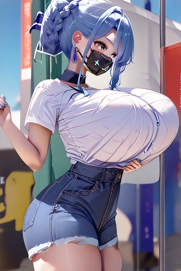 gorgeus voluptuous space scify astronaut girl with a bubble glass helmet in the head, wearing a big diaper, diapered, white and orange, deep green almond-shaped eyes, short blond hair, very small and tight micro bikini, perfect huge breasts, voluptuous wide hips, muscular thighs, muscular arms, sexy voluptuous belly, massive huge cameltoe, space, spaceship, UHD, retina, masterpiece, anatomically correct, textured skin, high details, award winning, best quality, 8k, (inflatables)