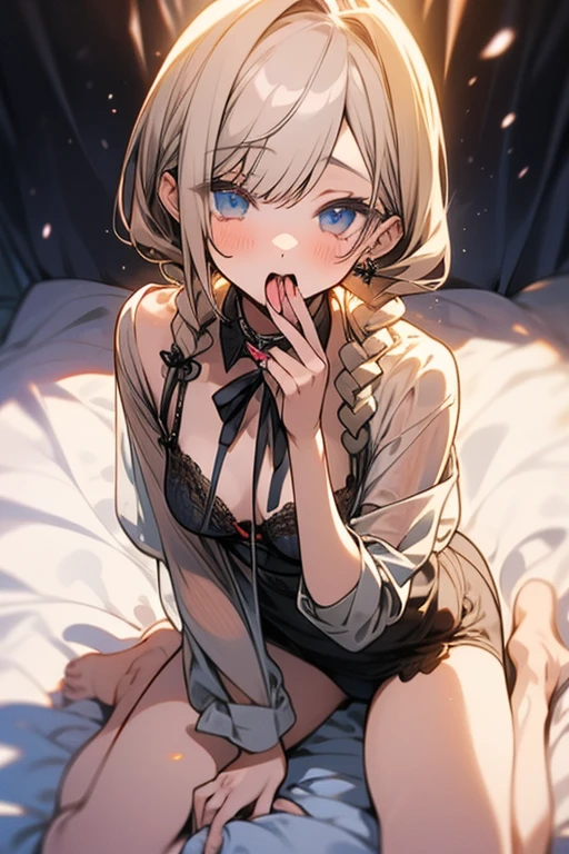 masterpiece, top-quality, extra detailed face, Sharp details, Perfect litthing, He shirt, 1girl in, breastsout, 独奏,Golden eyes, The halo, length hair, silber hair, shortpants, huge-breasted, jaket, a choker, hair between eye, red blush, looking at the viewers, The shirt, mole, white shirt, Track jacket, Mole under the eyes, simple background, bangss、Partially defrosted、cleavage of the breast、thighs thighs thighs thighs、long-sleeve、a navel、is standing、extreme close - up、under the boobs、Hasumi\(blue_archive\)、Dishwasher 1910、