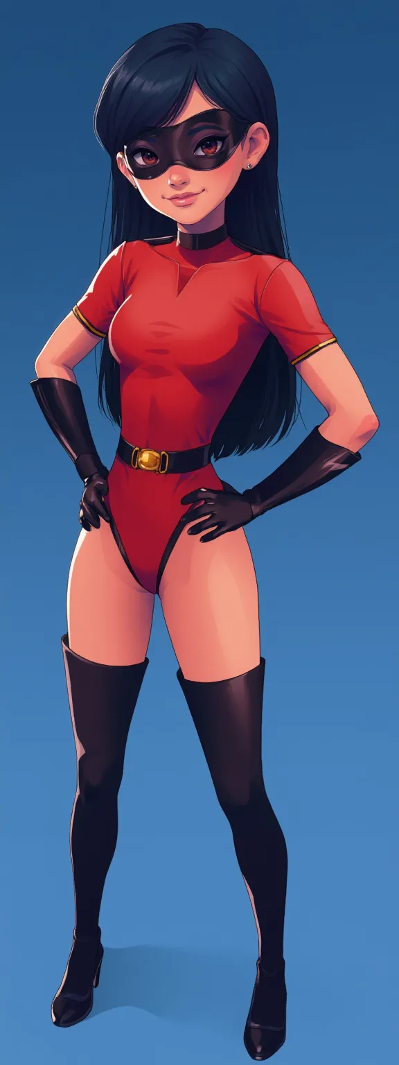 cartoon, vector illustration, no gradient, solid color fill, a beautiful indonesian girl, solo, (1girl:1.9), Long straight Black Hair, Olive Skin, detailed skin, imperfect skin, (athletic fit-muscled body:1.2), 8k, highly detailed, soft light, (white background:1.2), (red business suit:1.5), (looking back over shoulder:1.9),