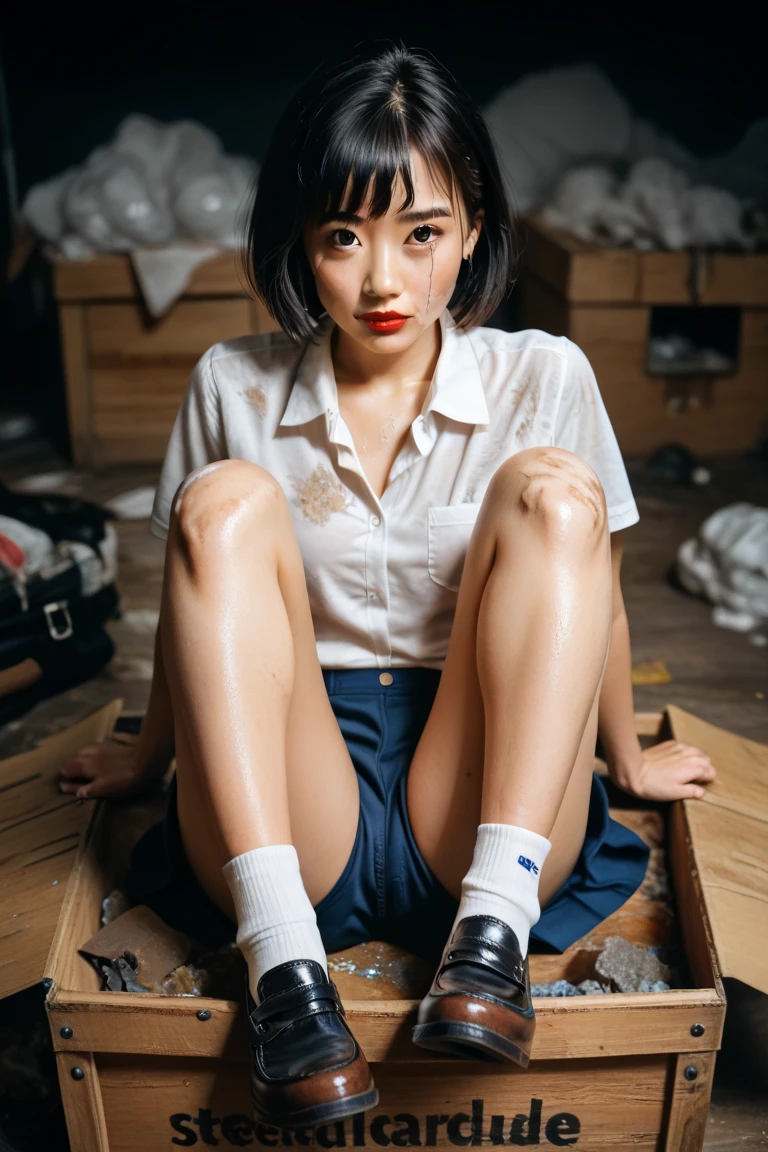 best qualtiy,tmasterpiece,超高分辨率,(realisticlying:1.4),teens girl,Juvenile, Thin and light,Legs crossed,white short socks
