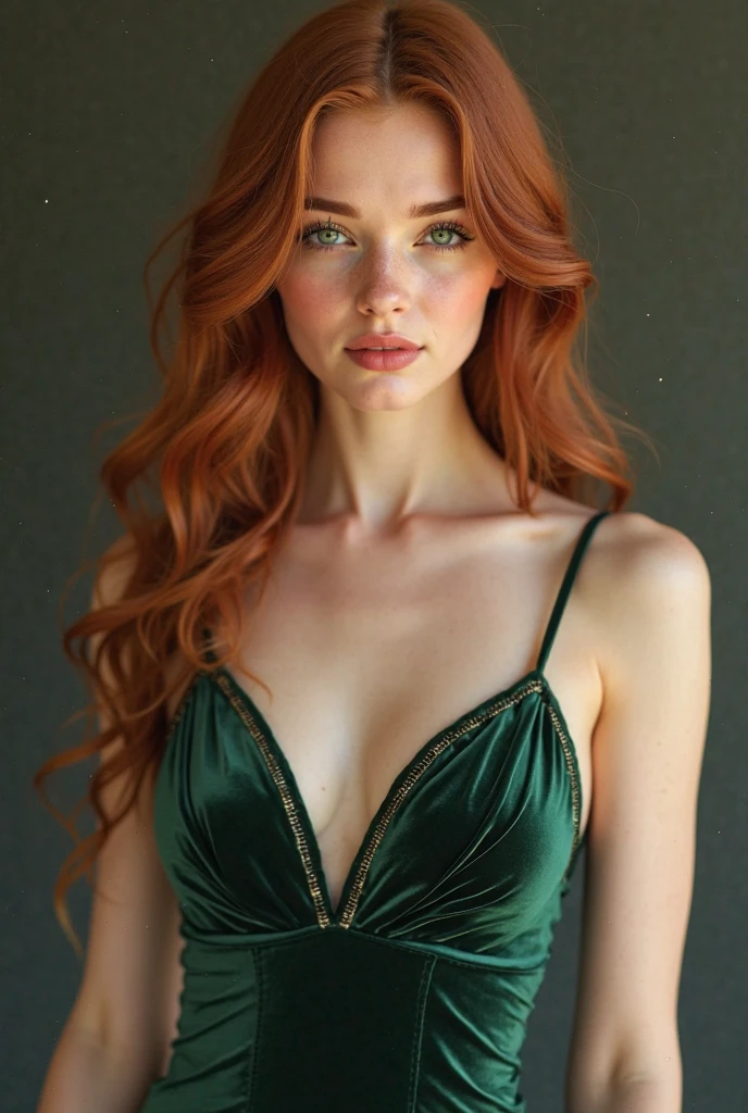 Realistic full body photo of a smiling redhead with long hair, She dances in front of the camera wearing an A-line dress with straps made of shiny dark blue satin, Tights, Park,glamour fotoshooting, Wedding celebration, perfect anatomy, perfect green eyes. Perfect hands with 5 fingers on each hand, Matching girl, looking at the camera, 1 Frau. (Eye make up:1.1), (highly detailed skin:1.1), spirit, analog style, keen focus, 8K UHD, dslr, good quality, Fujifilm XT3, Grain, Award-winning, masterpiece. Wedding celebration