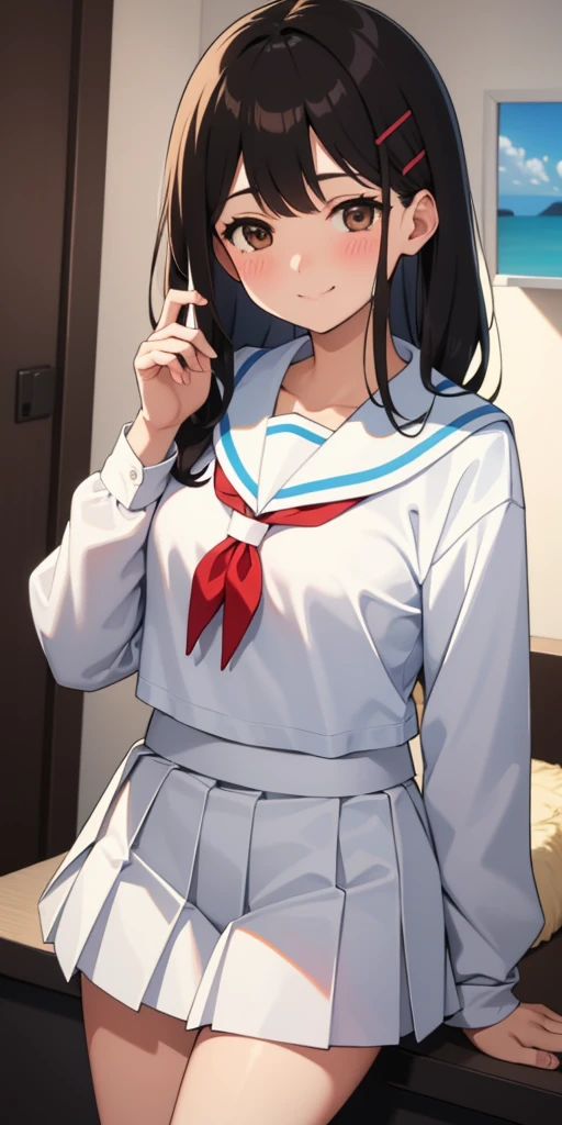 2 girls, by 2 person, Girl's brown eyes, black hair, medium long hair, Inward roll、(Navy blue sailor suit:1.4),indoors, Cafe、very big breasts、publish one'chest of、Naked things'chest of、blush、embarrassing、scary face、I'm worried、confused face、a large amount of breast milk comes out of the nipples,、Breast milk gushes from the nipple、very short skirt、micro mini skirt、female shape'Private parts are clearly visible、vibrator in thighhighs、The crotch is wet with love juice、Massage the breasts、Looks painful、Full body portrait