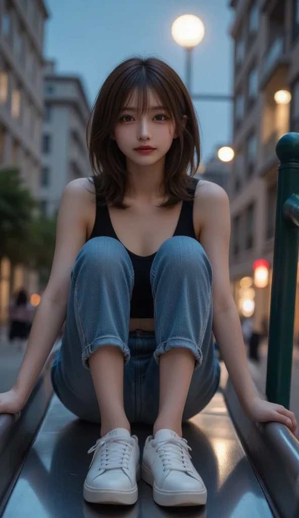 1 Girl , Very cute face , (Round face:1.2) , Looking at Viewer , (Happy smile:0.7), rkgk ,
School Uniform , Blue skirt , black or brown shoes , short black sox , lowfers ,
Beautiful hair , Blonde , Short hair ,
(Squatting:1.1), Full body ,Spread legs ,
Urban background , Cityscape , at street ,
(hyper detailed background, Detailed background), Bokeh,
(delicate photograph1.3),Hyper Detailed,(masute piece:1),(Best quality:1.4),(ultra-high-resolution:1.2),(Photorealistic:1.4),(8K, Raw photo:1.2),(Sharp Focus:1.3)