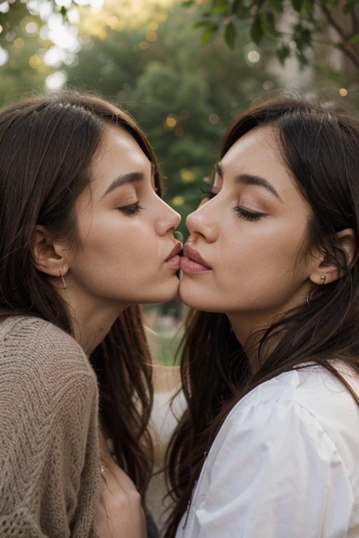 two beautiful girls kissing each other