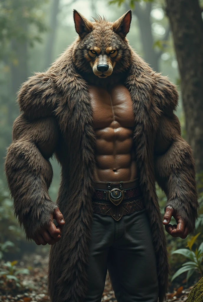 Wolf, Partial shade, Black Cape. 4K, High resolution, Highest quality, Perfect color, Perfect Shadow, Perfect lighting, Posted on e621, Hairy body, Wolf, Grey fur, Grey Skin, alone, male, Adult, Bare Chest, male性的な, (Very muscular, Buffs, Heavyweight, Giga Chad with a strong chest:1.2), Correct Anatomy, (Photorealistic fur, High-quality fur, wonderful, masterpiece:1.2), (Dark fantasy world background, wood, Black Sky, night, cold), (by taran fiddler, by Tuni, From Traver009, From WFA:1.1), (black leather underwear, belt:1.2), (fine grain, Golden Eyes:1.2), (Half Body:1.1), Serious face, Strong stance, I am proud, Soft Shadows, View your audience, Disheveled fur, Rub a dull penis, get excited, ejaculate