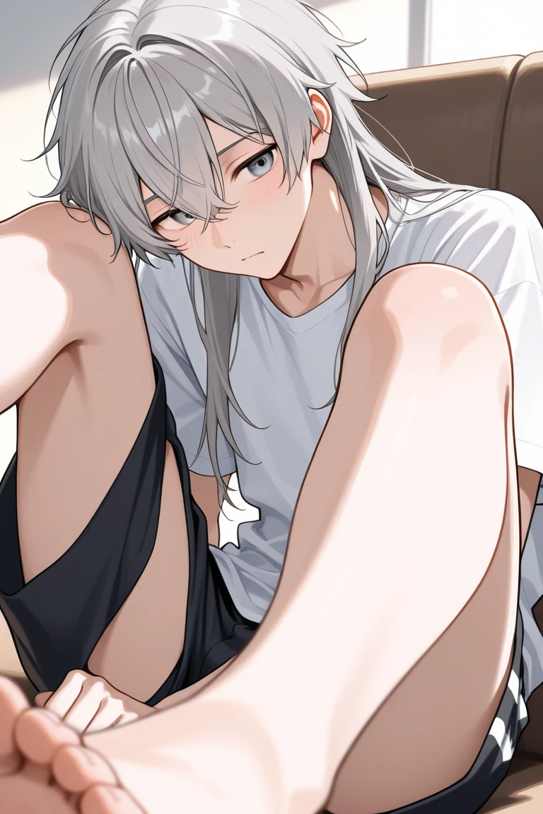 ((Detailed eyes, blue eyes:1.2)),beautiful eyes,{best quality}, {very aesthetic}, {ultra-detailed}, {best illustration}, nsfw,(2boy:1.9),(white hair:1.8),(long hair:1.9),(Fox ears:1.5),((penis,testicles, perineum:1.5)),2d,Anime Face,(No tear bags),(bangs between eyes),((flat chest)),Steamy skin,skiny boy,(pale skin:1.4),Transparency,(Enchanted face:1.5),(fem boy),(flat chest),(bukkake1.5),dooring,((blushing)),Beautiful Nose,perfect anatomy, ager,Medically correct human body,flat chest,(shota:1.8),(otoko no ko:1.8),(pov hads), (cum in ass:1.8),(2eyes),(spread legs:1.7),(Lift your legs:1.7),(Perfect Nude:2),Beautiful Skin,(Semen overflowing from the anus:1.2),(ass closeup shot:2),(crowds:1.3),(Selfie:1.4),(penis in anal:1.8),(pov hands waist grabing:1.6),(grabbing another's ass:1.8),very long white hair,Voluminous Hair,(Selfie:1.4),(faceless muscle male:1.8),(boy trembling with sexual climax:2),(small penis:1.9),,(She climbs on the man's stomach and inserts his penis into her anus:2),full nelson,Raise your legs,(Objective hands grabbing the waist:1.5),(Hold down:1.2),(solo focus:2),(Shaking violently:2),(Open your mouth:1.5),(legs motion blur:2),(spoken heart:1.3),(bedroom),(back:2),(turn around:1.5),Red swollen buttocks