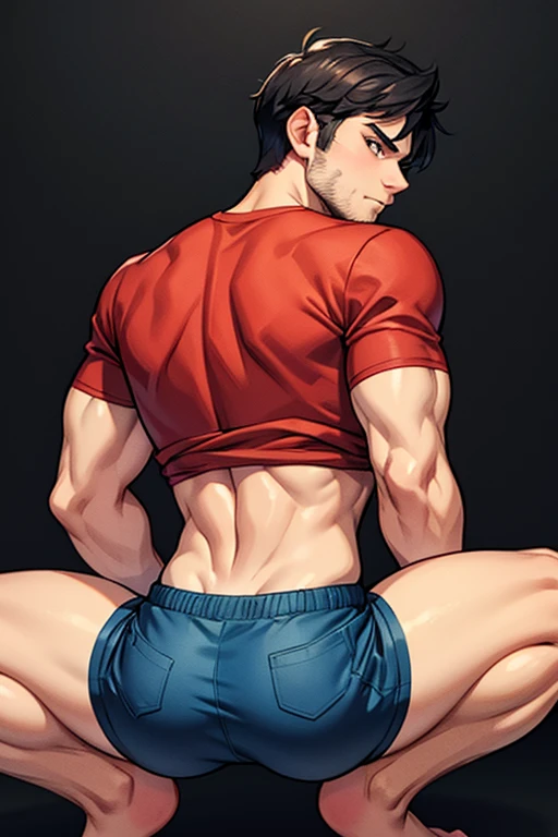1boy, male, shirtless, underwear, shortpants, random hairstyle, randon haircolor, random eyes, random pose, full body, random background, random age, random body,