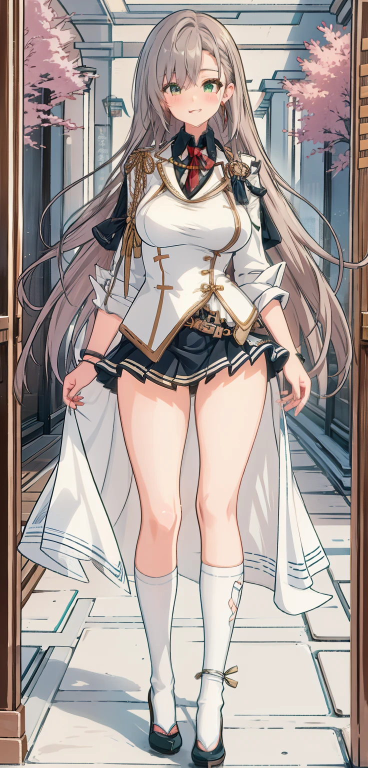 1 girl, unique , HD, Accurate, long hair, , Big breasts , blush, Beautiful young Japanese girl with a charming smile ,Full body photo long legs,huge breasts:1.5