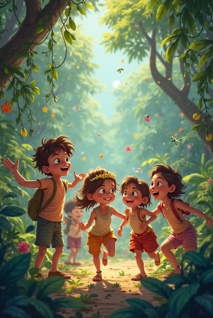 2 boy in the jungle with wings arms open