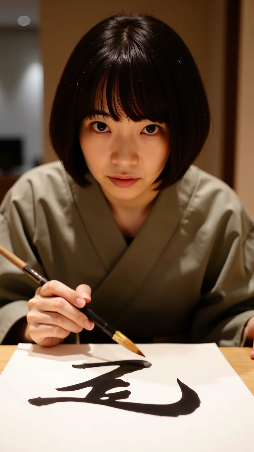 scene:Inside the bathhouse restaurant。A dimly lit room surrounded by gorgeous Japanese-style décor。Warm lighting illuminates the dining table。
No-Face:Like a black shadow、White expressionless face。The movement is slow、Has a slightly creepy vibe。Quietly hold out your chopsticks。
Chihiro:Although I feel nervous、Attitude to behave politely。A slightly anxious look。Though hesitating for a moment,、Carefully pick up your chopsticks。My eyes widened a little.、Lips pursed with tension。
Audio:The commotion of the bathhouse can be heard in the distance.。While maintaining serenity、The sound of chopsticks moving and clothes rustling adds to the realism。
Dialogue:There are almost no words、No-Faceの行動自体がメッセージを伝える。