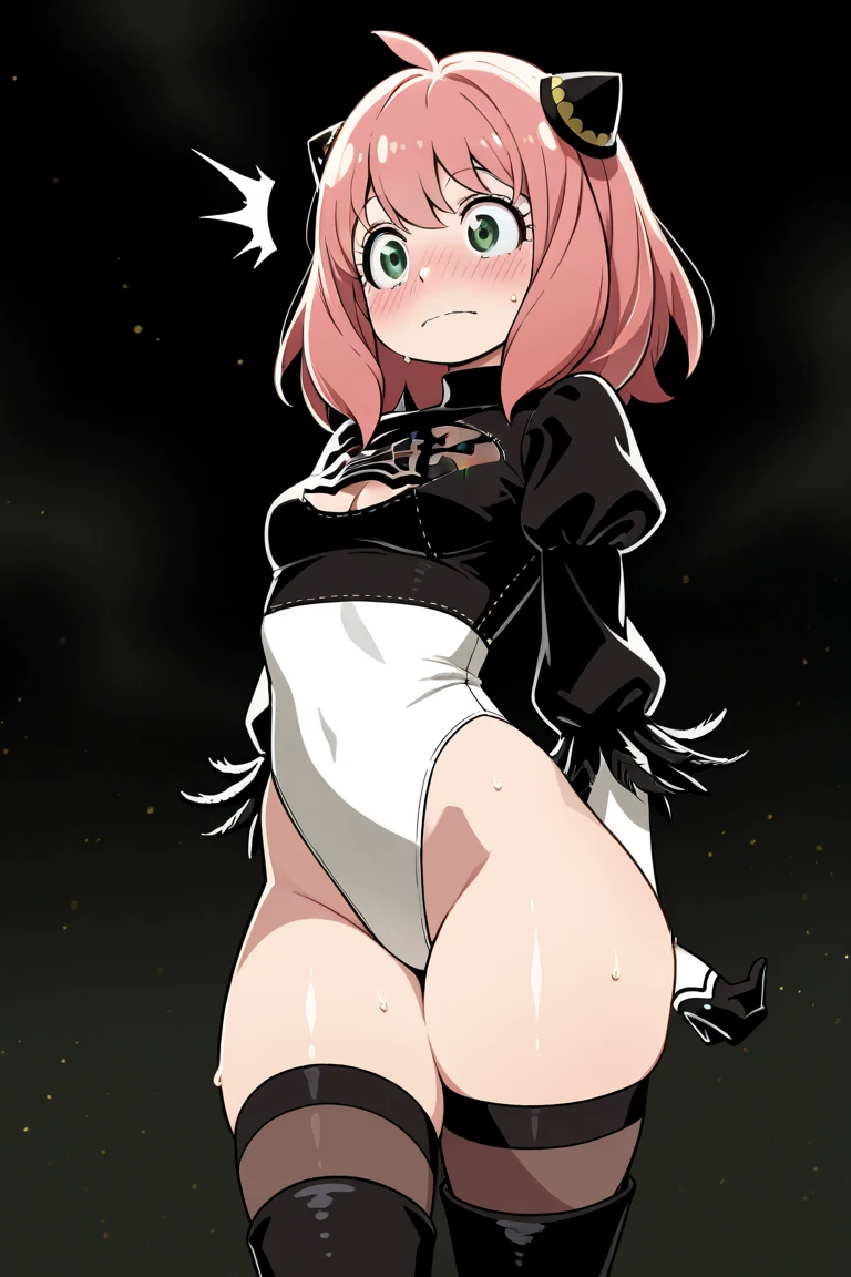 Browsing Caution,Sweat,white breath,Large areola,White steam,Front view,Heart Eyes,Hololive,Houshou Marine,Twin tails,(Shake your body),Voyeur of cleavage,((Small breasts)),(((infant))),Reverse Bunny Suit,sit,Spread your legs